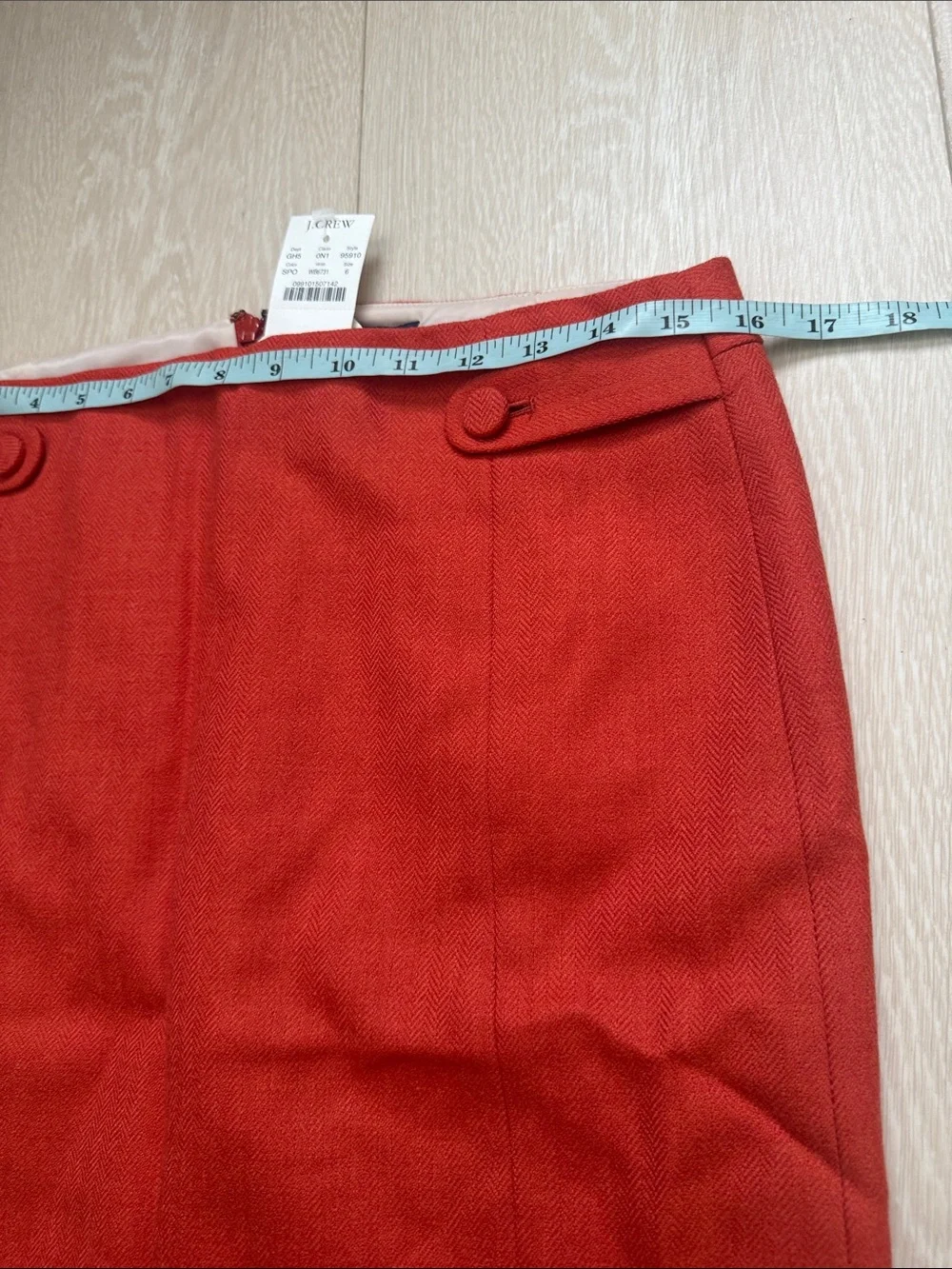 J. Crew Orange Red Button-Tab Pencil Skirt